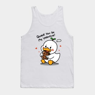 Happy Valentine With Cute Pinwheel Duck Eat Chocolate Tank Top